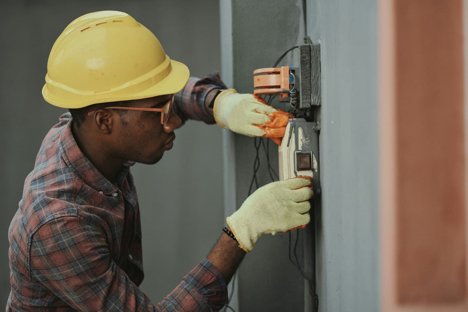Electrician working on a residential panel